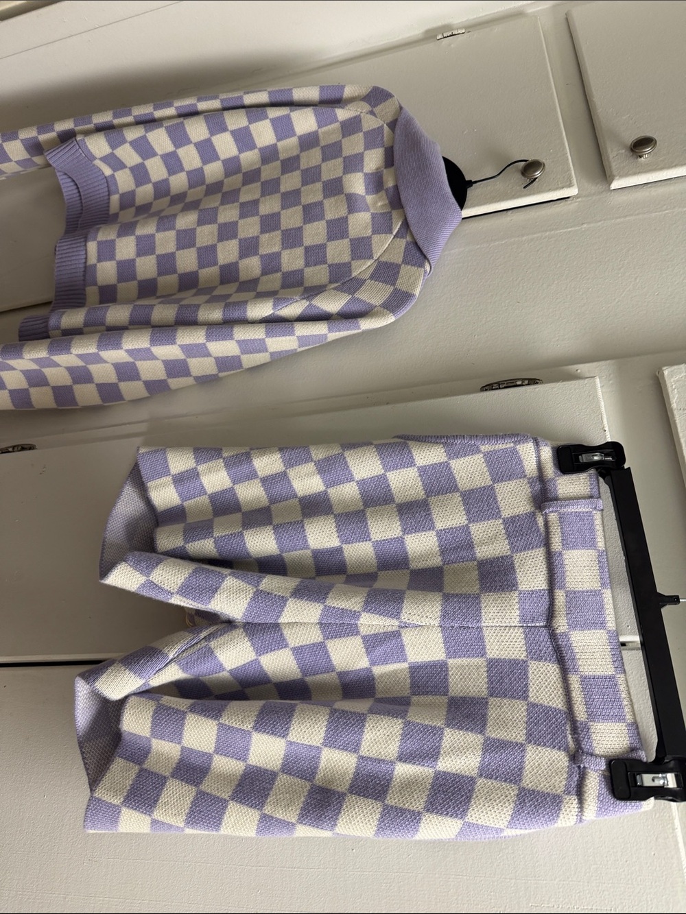 YITAI Lavender & Cream Checkered Collared Cardigan - Picture 8 of 10
